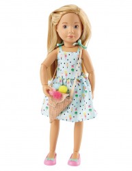 Кукла Вера в сарафане и с сумкой-мороженое, шарнирная, 23 см, Kruselings 126872
