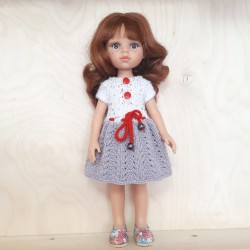 Платье вязаное для кукол Paola Reina 32 см, ручная работа 